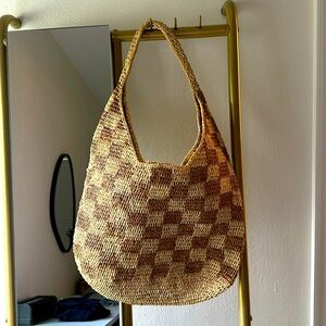 Woven tote bag- checker print